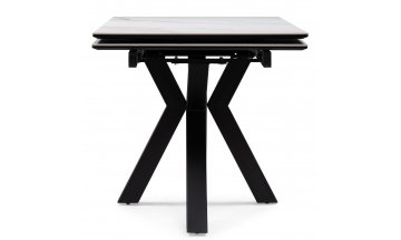 Керамический стол Бронхольм 140(200)х80х77 белый мрамор / черный