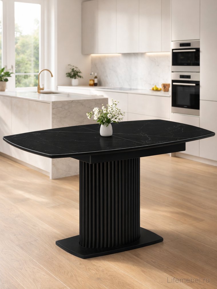 Керамический стол Фестер 140(180)х80 черный мрамор shakespeare black / черный