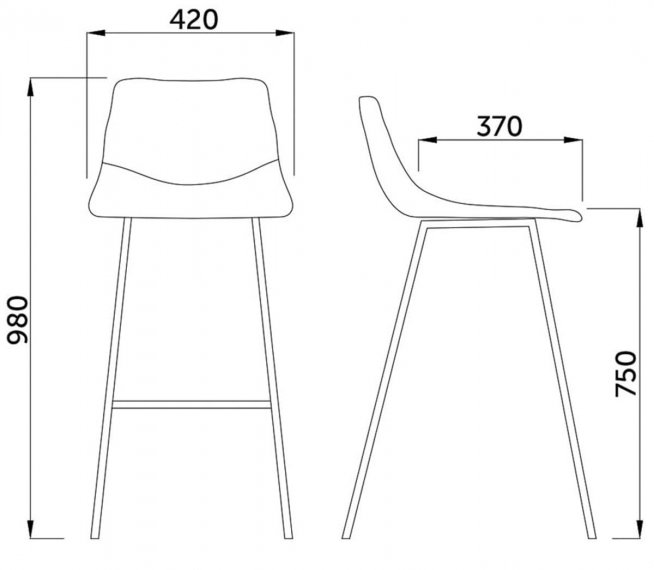 Барный стул Kansas ткань черный / черная нить