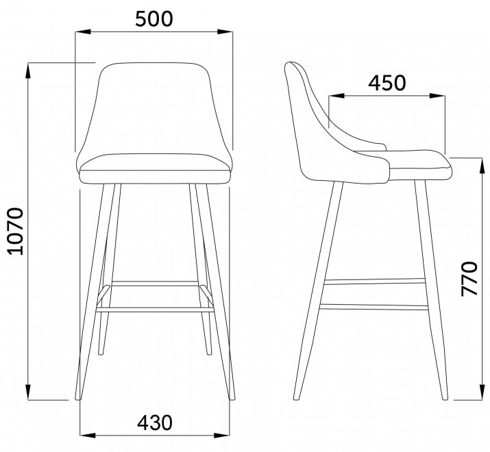 Барный стул Lara ткань светло-серый / дуб