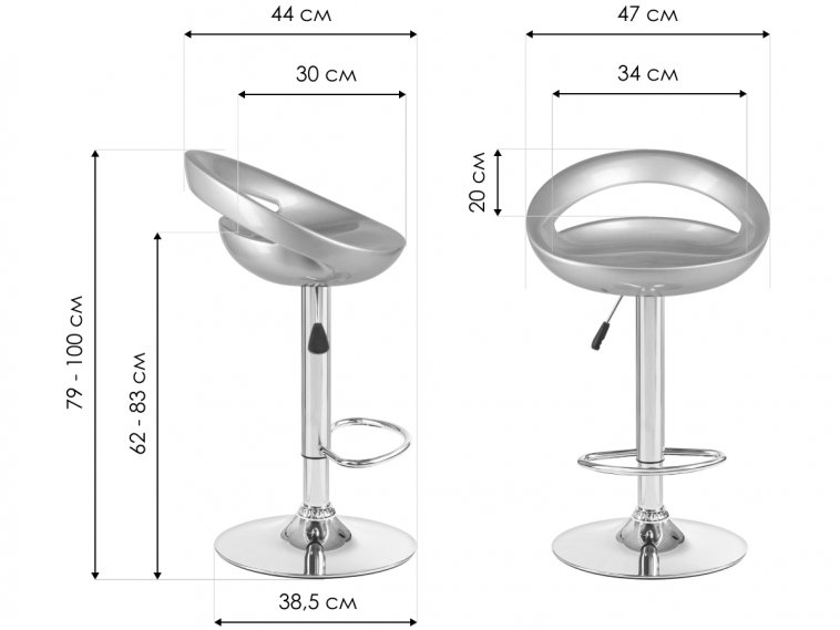 Барный стул 1010-LM серебряный / хром