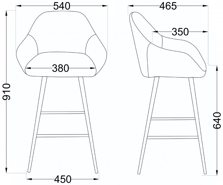 Барный стул Jersey черный винтажный