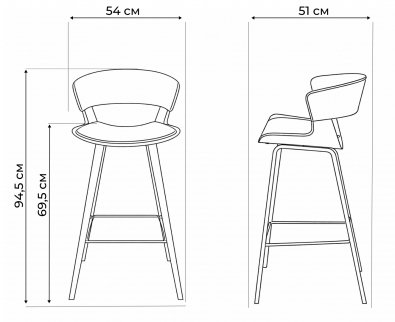 Барный стул JY3080-1109 коричневый / орех