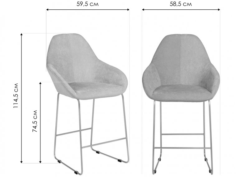 Барный стул Kent Diag grey / линк золото