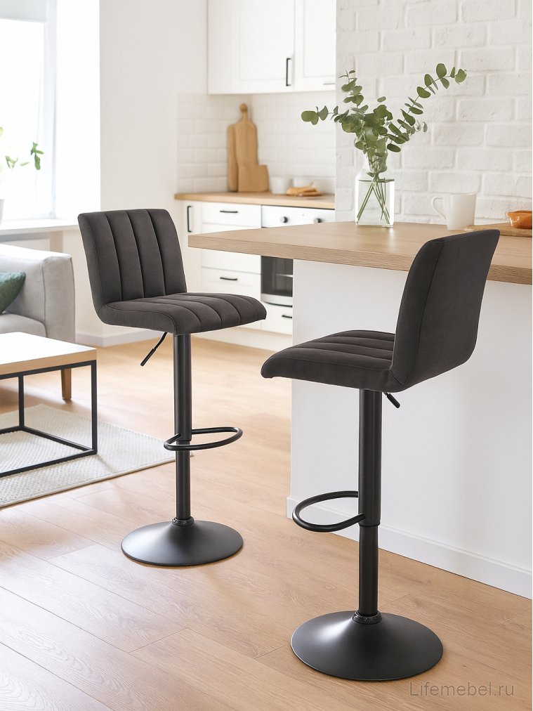 Барный стул H89 темно-серый / черный