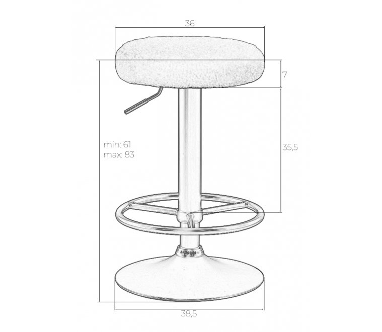 Барный стул Teddy Black белый / черный