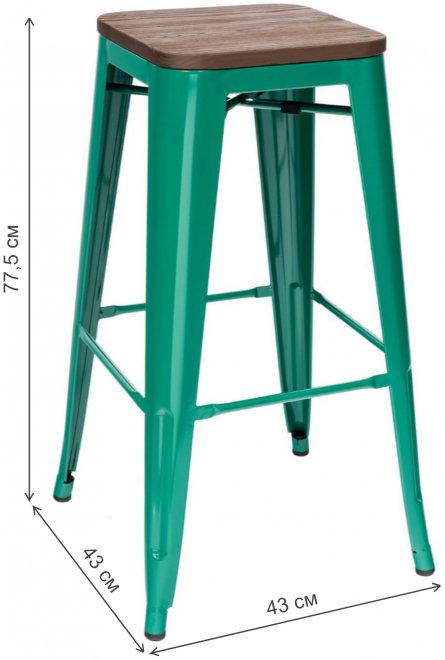 Барный стул Тиоли аквамарин / темное дерево