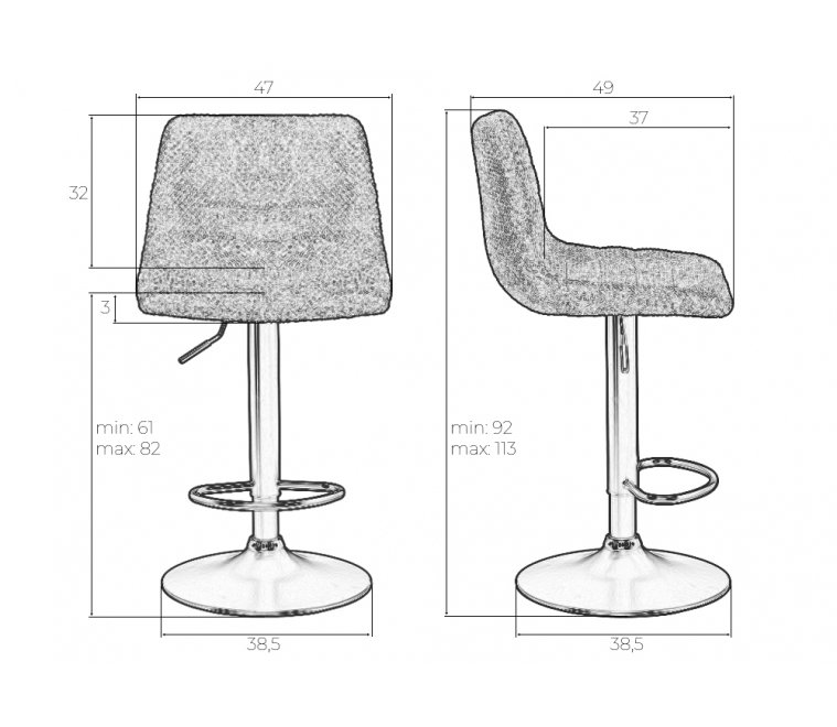 Барный стул Travis серый / черный