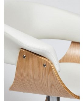 Стул барный Vimta mod.4021S экокожа / белый / натуральный / хром