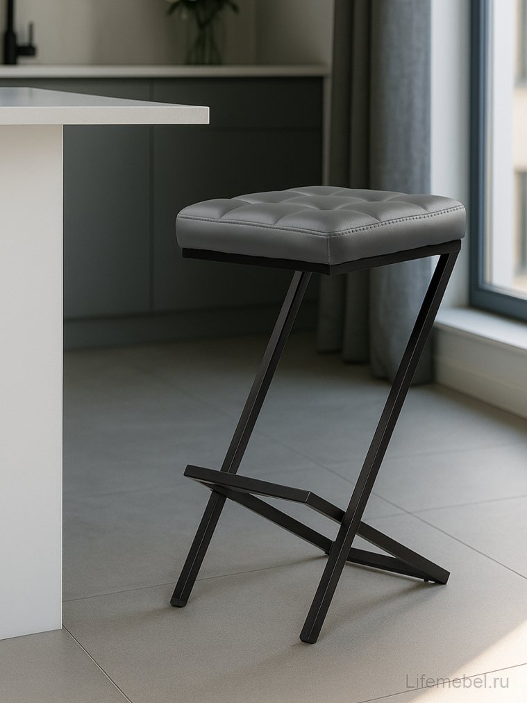 Полубарный стул Амаури темно-серый / черный матовый