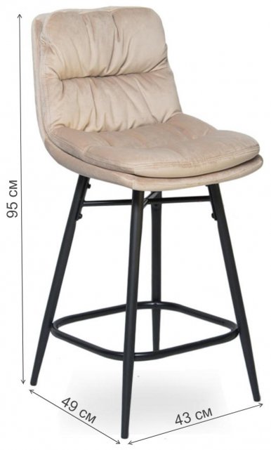 Полубарный стул D20 бархат dark beige vic 3 / black