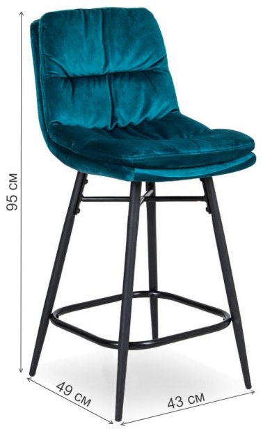 Полубарный стул D20 бархат dark blue vic 63 / black
