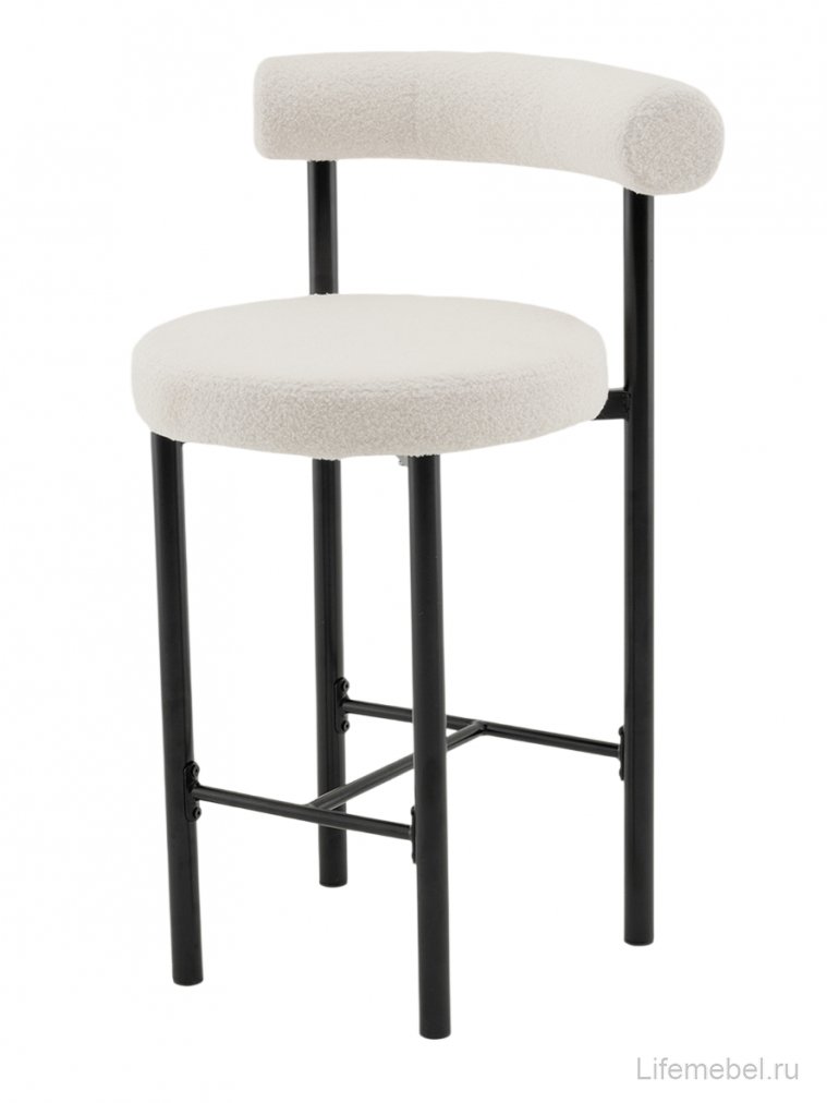 Полубарный стул Флориан букле молочный / черный