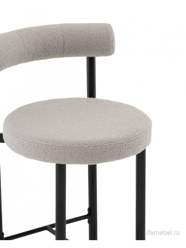 Полубарный стул Флориан букле светло-серый / черный