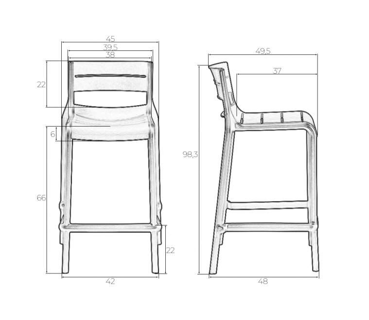 Полубарный стул Nessa черный
