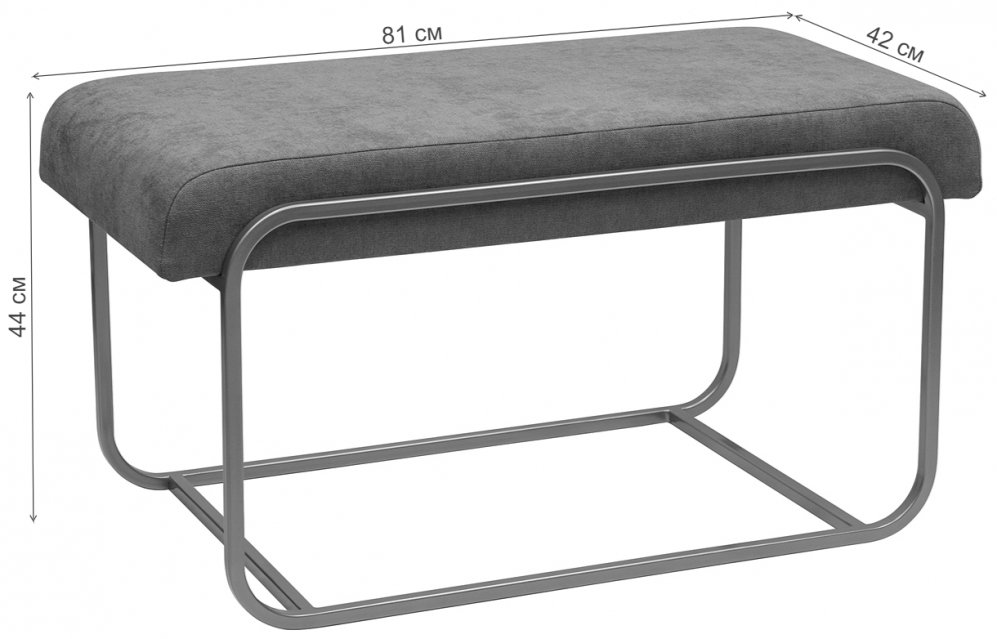 Банкетка Лупен Мини микрошенилл antracite / черный