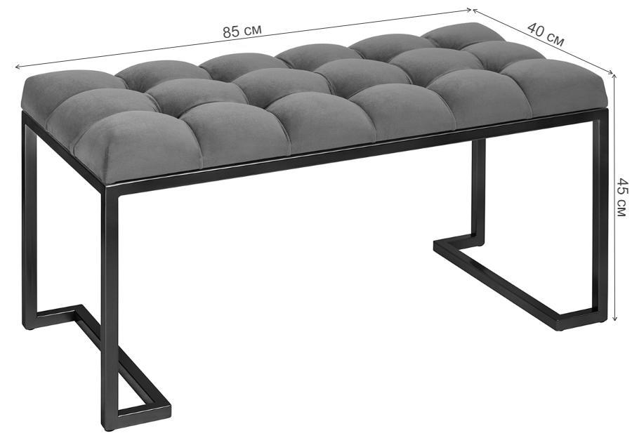 Банкетка Omega Mini с каретной стяжкой велюр Mocco / черная