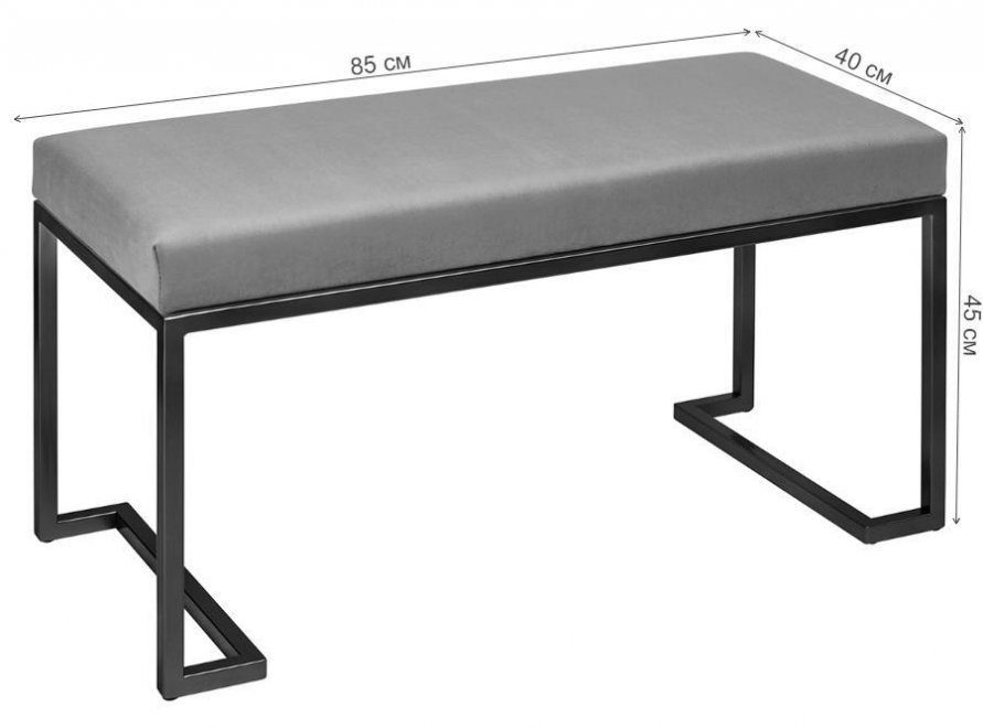 Банкетка Мигри мини велюр Marsala / черная