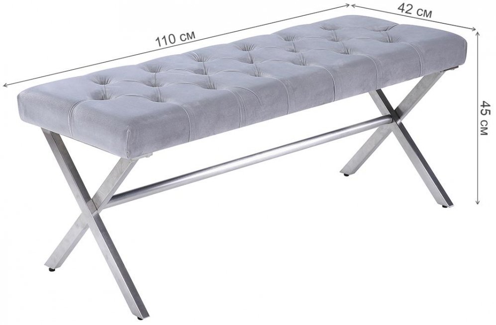 Банкетка N-2133BANK-SER велюр серый