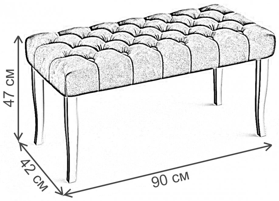 Банкетка Ницца 90 см velutto 26 белый / серебро / тёмно-синий