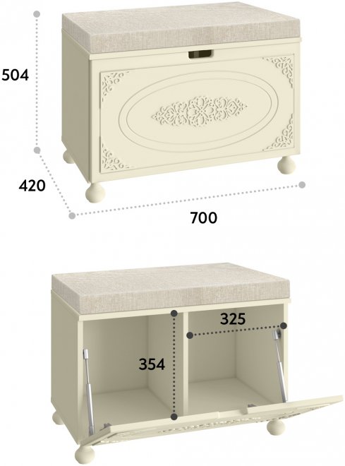 Банкетка Ассоль плюс АС-70 ваниль