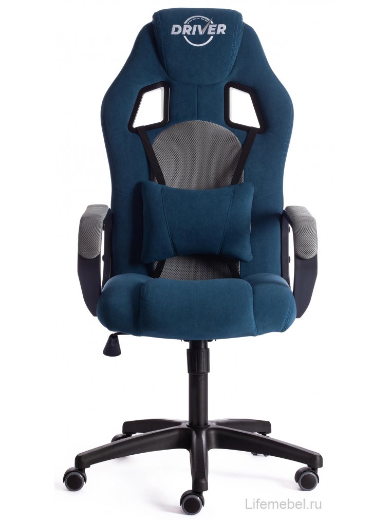 Компьютерное кресло Driver/Драйвер флок синий / ткань серый