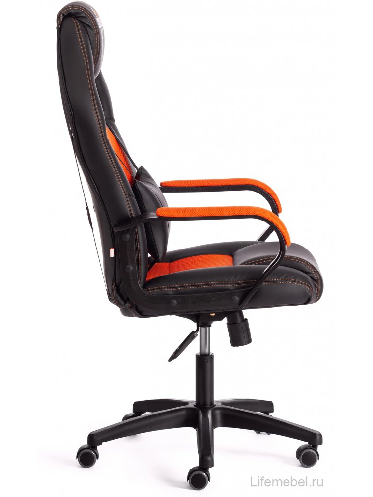 Компьютерное кресло Driver/Драйвер кожзам черный / ткань оранжевый