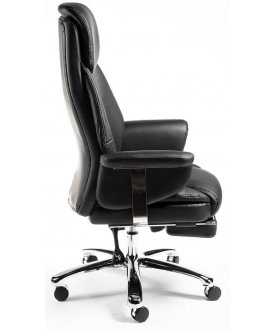 Офисное кресло Парламент black сталь хром / черная кожа