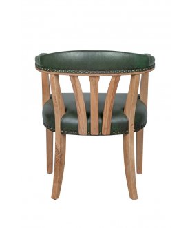 Мягкий стул с подлокотниками Tanner Green Leather