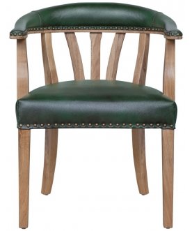 Мягкий стул с подлокотниками Tanner Green Leather