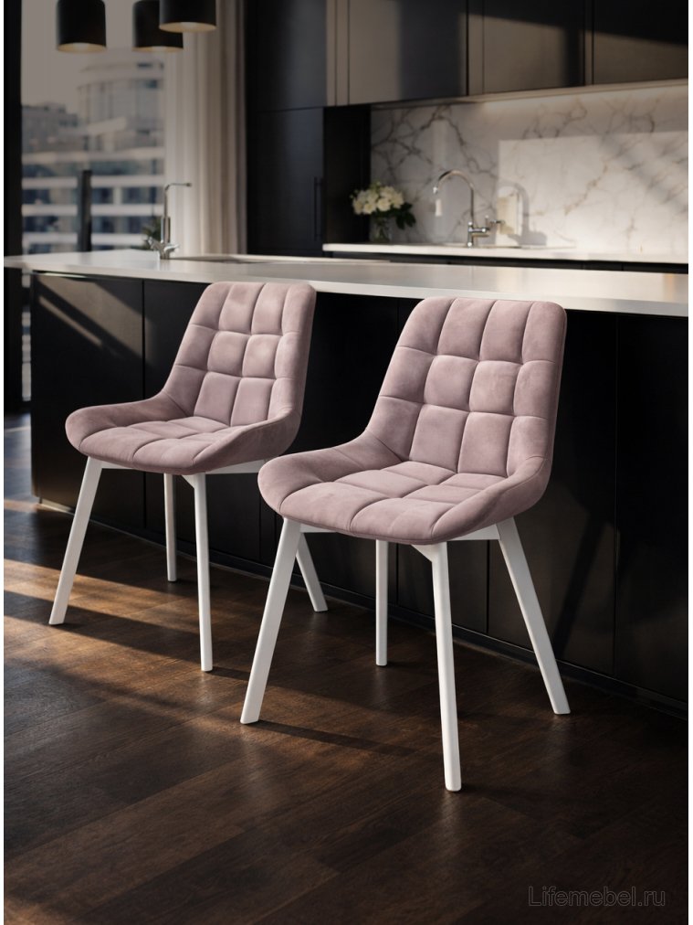 Комплект стульев крутящихся Форт 2 шт розовый (hl 41) / 1П белый каркас
