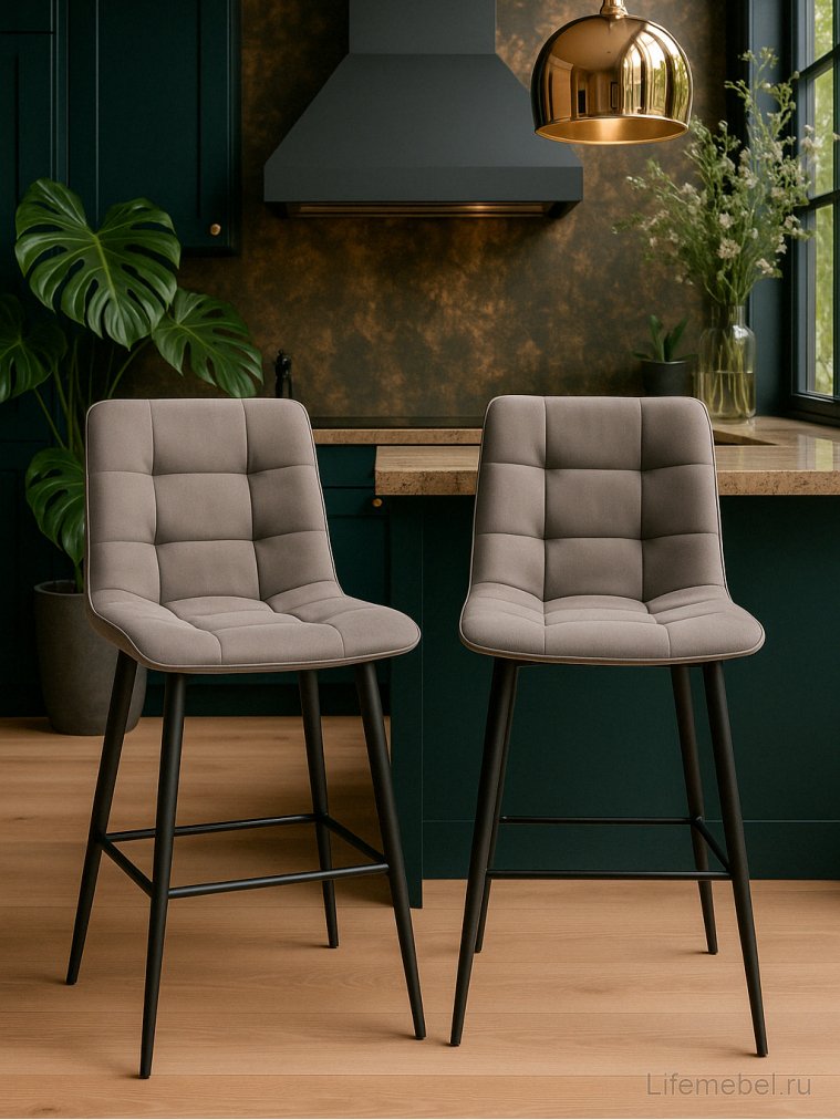 Комплект стульев полубарных Бэйс 2 шт латте / черный