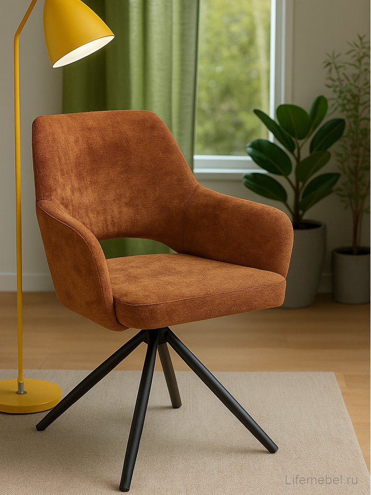 Кресло Nuri 180 поворотное 3018-09 терракотовый шенилл / черный