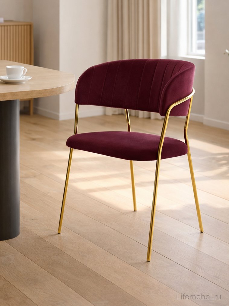Стул на металлокаркасе Kamelia 1 wine red / gold
