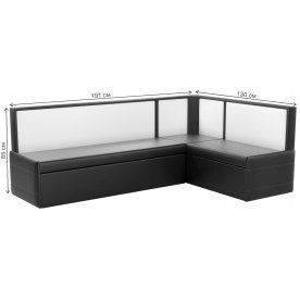 Кухонный диван Кристина угловой экокожа черно-белый правый