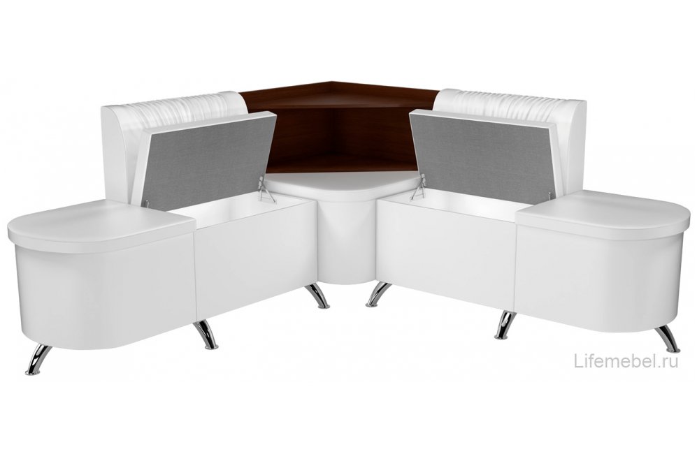 Кухонный диван Лиза угловой экокожа белый левый