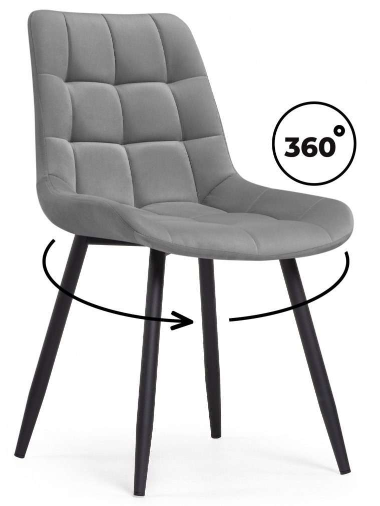 Стул на металлокаркасе Челси К крутящийся темно-серый / черный