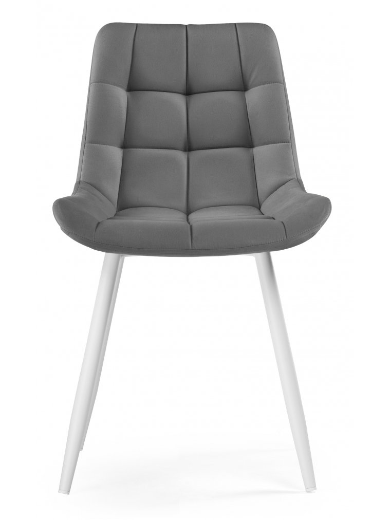 Стул на металлокаркасе Челси К серый велюр (velutto 32) / белый
