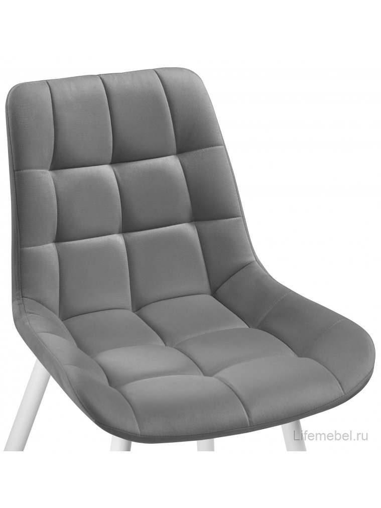 Стул на металлокаркасе Челси К серый велюр (velutto 32) / белый