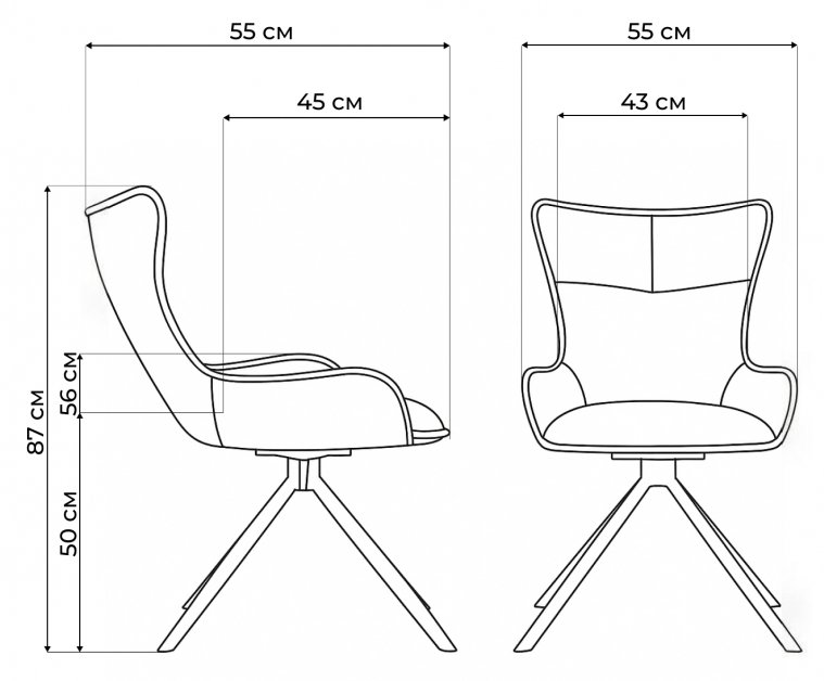 Стул на металлокаркасе Chicago light gray / black legs KD