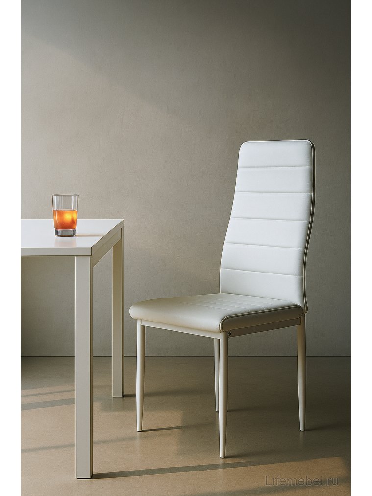 Стул на металлокаркасе DC2-001 искусственная кожа белый / белый