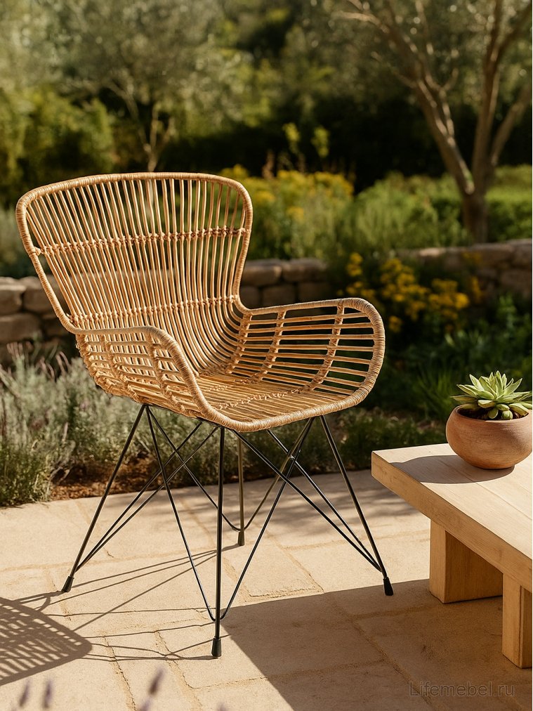 Стул на металлокаркасе K335 ротанг натуральный / черный