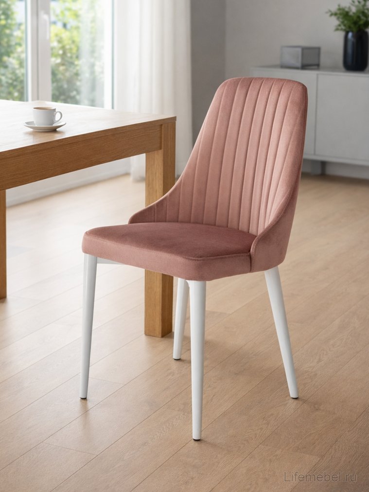 Стул на металлокаркасе Kora dark pink / white