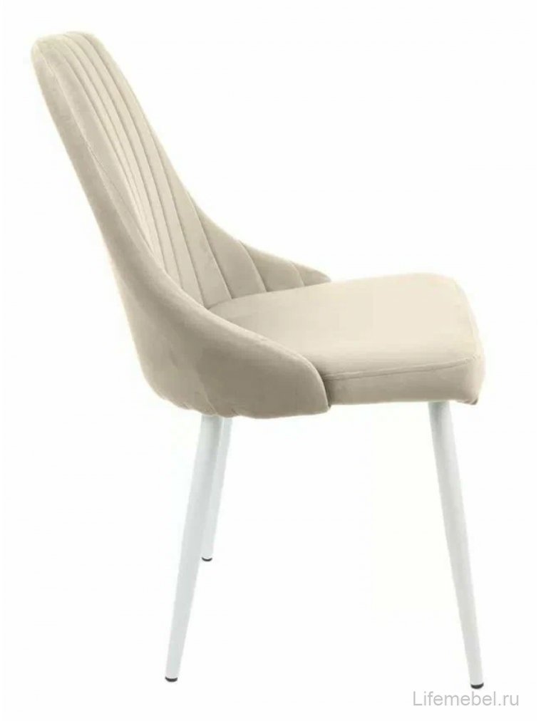 Стул на металлокаркасе Милан бежевый / белые ножки