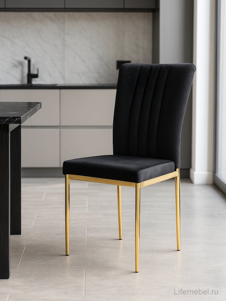 Стул на металлокаркасе Rek black / gold