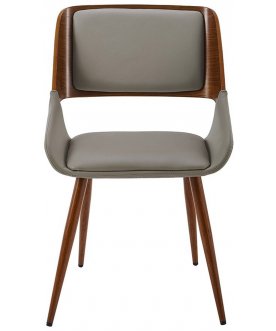 Стул дизайнерский Рене серый pu047 / орех / металл