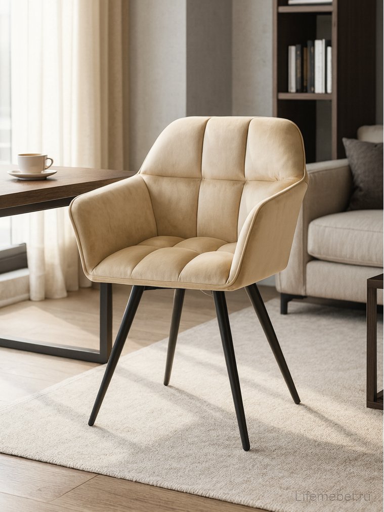 Кресло Ямес крутящееся бежевый / черный глянец