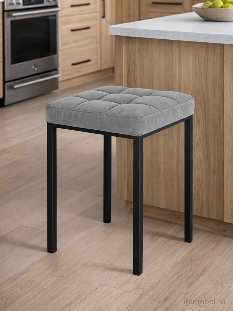 Табурет Байя микровелюр катания сильвер / черный