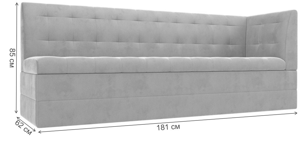 Кухонный диван Бриз правый зеленый велюр