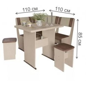 Кухонный уголок Челси мини Т1 дуб белфорт / лен коричневый / лен бежевый